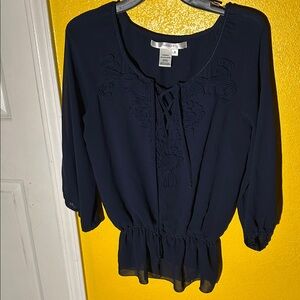 Studio Midnight Blue Embroidered Blouse